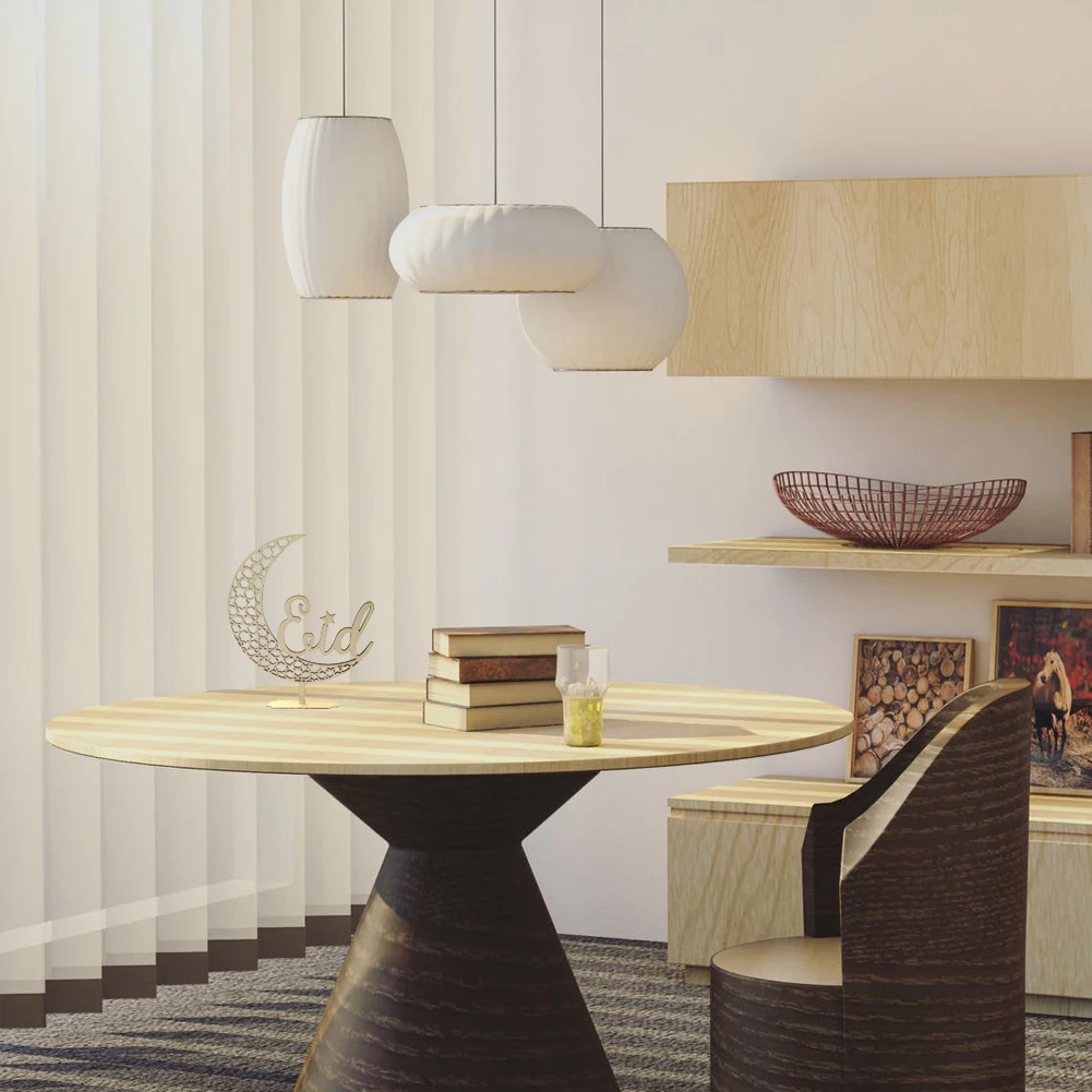 

DIY Wooden Eid Mubarak Wooden Ornament DIY Letters Natural Wood Indoor Home Decor Art Crafts For Room Desk Party Decoration