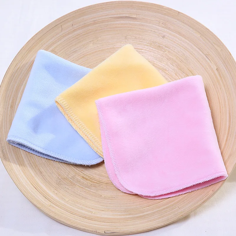 

soft velvet newborn baby handkerchief small square towel face hand bath nursing towel with solid color Christmas New Year