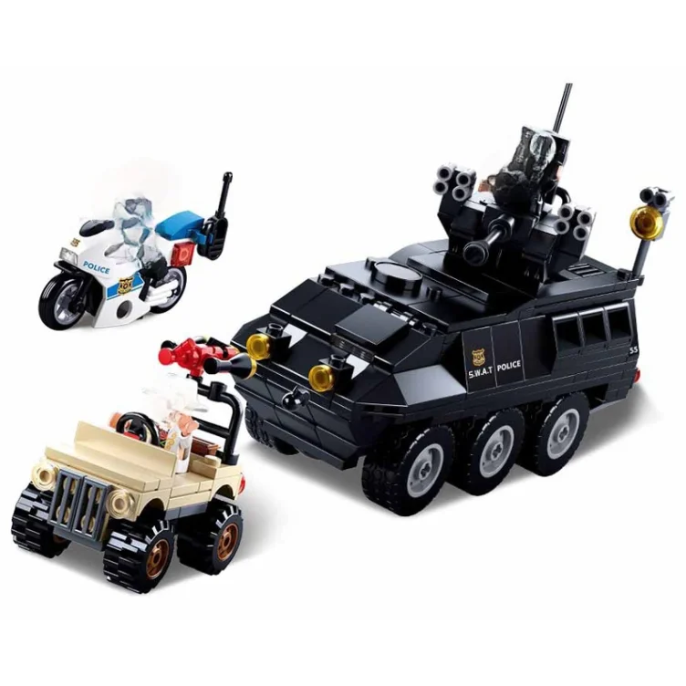 

City Police Armored Patrol Vehicle Car MOTO Building Blocks SWAT Team Model Kit MOC Bricks Figures Toys For Kids Gifts 324 pcs