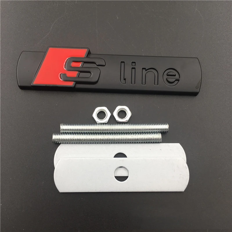 

For Audi A3 A4 A5 A6 A7 A8 S3 S4 S5 S6 S7 S8 Q3 Q5 Q7 TT S Line Logo Grille Sticker Metal Alloy Car Badge SLine Emblem Racing