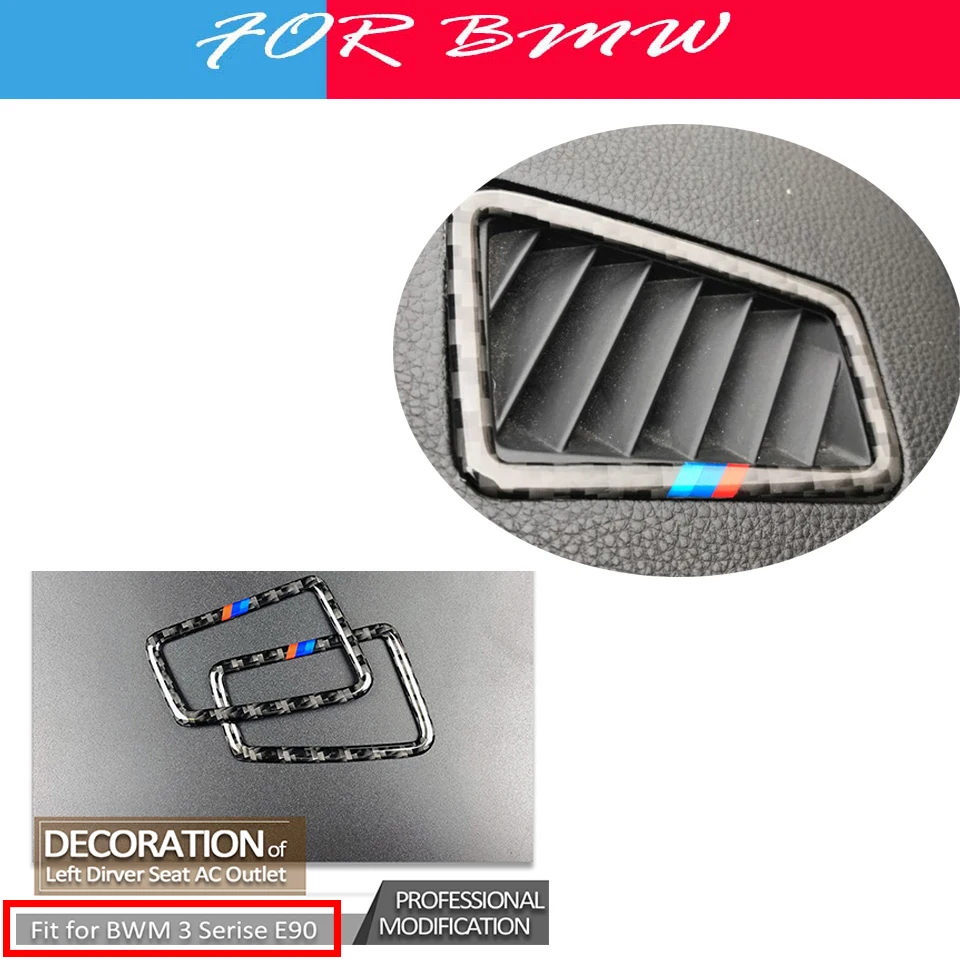 

1SET 3D Gloss Carbon Fiber Stickers For BMW 3 Series E90 E92 M Air Conditioner Outlet Panel On Both Sides Accessories