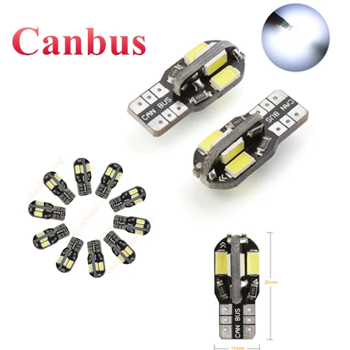 10PCS led Car Interior Bulb Canbus Error Free T10 White 5730 8SMD LED 12V Side Wedge Light Lamp Auto Styling | Автомобили и