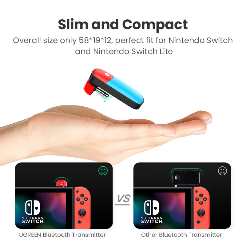 

UGREEN Bluetooth 5.0 Transmitter 3.5mm Audio Adapter Design for Nintendo Switch APTX LL Wireless Transmitter
