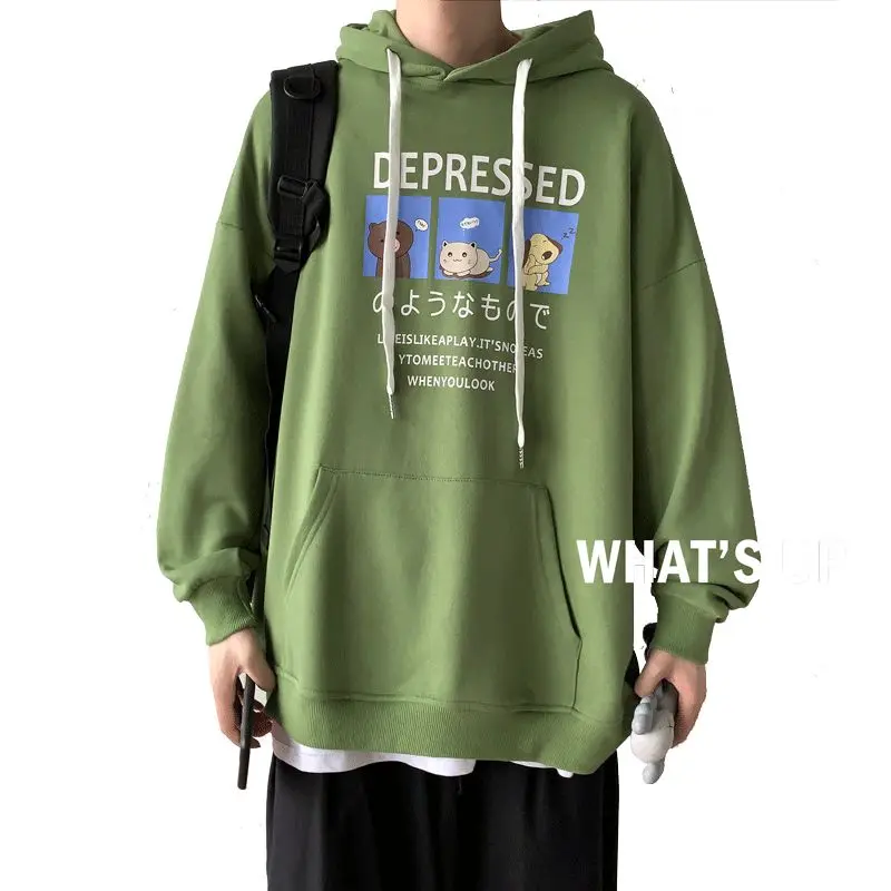 

2020 Autumn New Youth Fashion Cartoon Personalized Printed Hoodies Large Size Casual Handsome Hooded Coat M-2XL