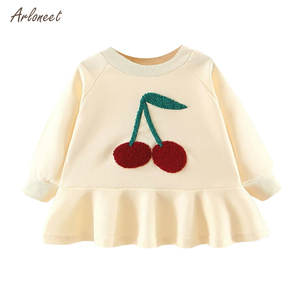 Хлопковое модное платье для маленьких девочек ARLONEET с длинным рукавом фруктами