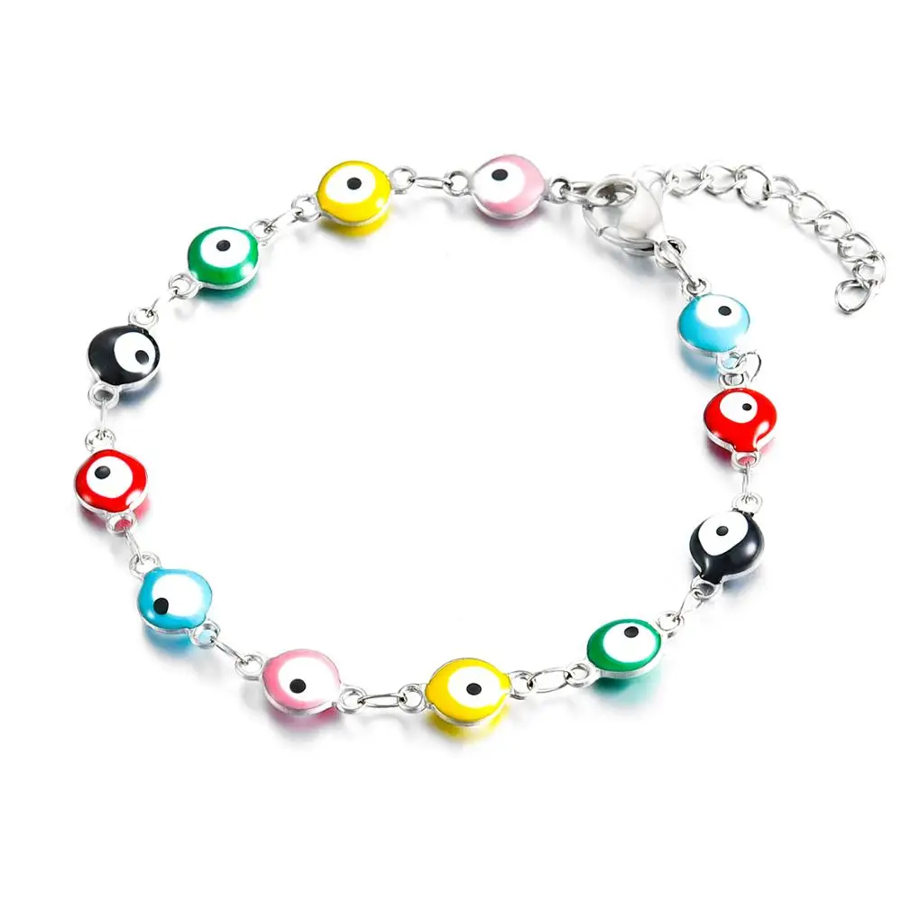 Браслет из нержавеющей стали с эмалью и бусинами женский браслет кулоном 6 мм
