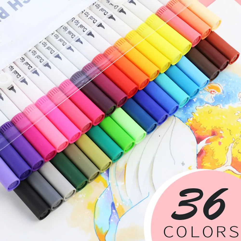

For fine art painting double-headed watercolor pen 24/36/48/60/80 color water-based soft-head set painting watercolor pen