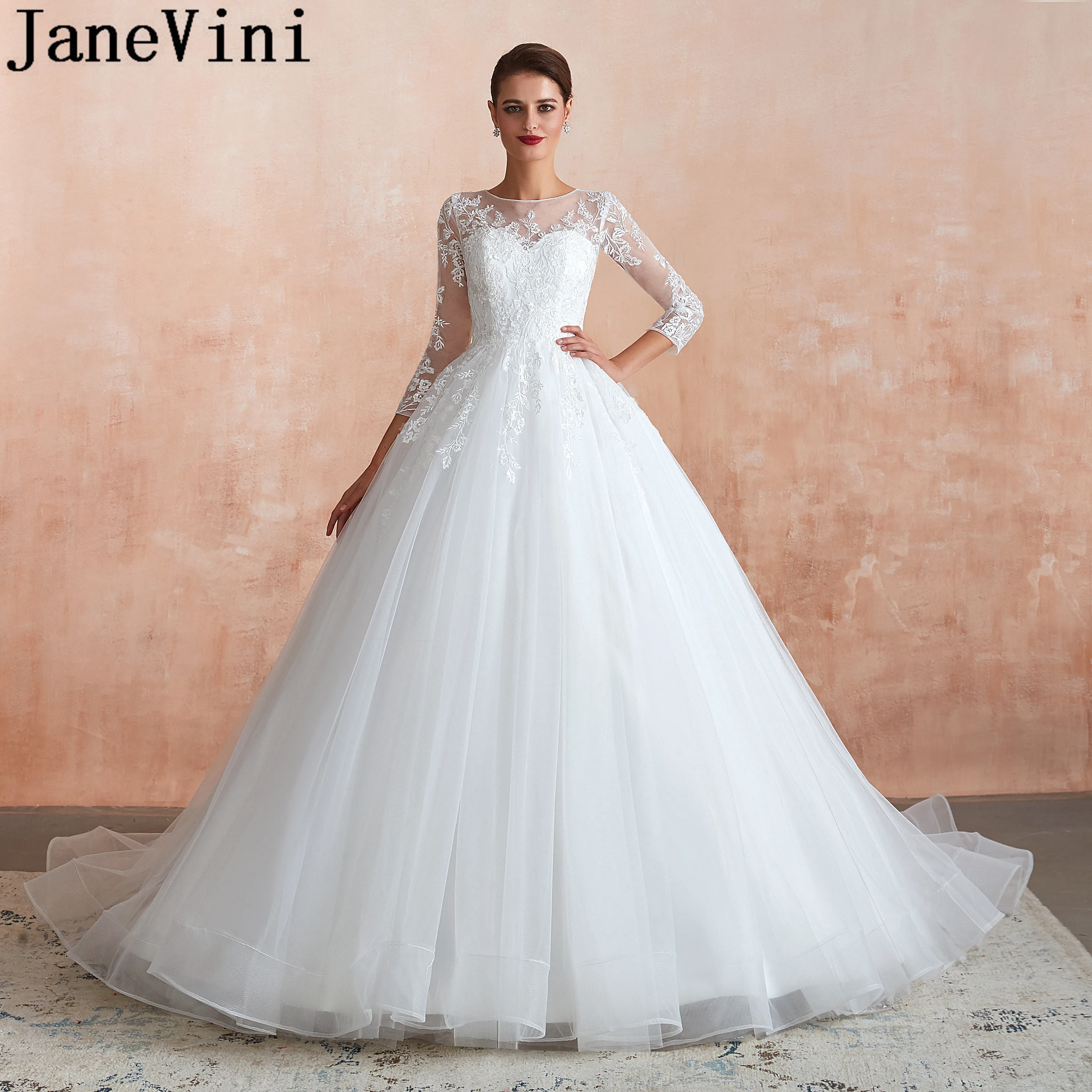 Женское свадебное платье с пайетками и рукавом 2019 трапециевидного