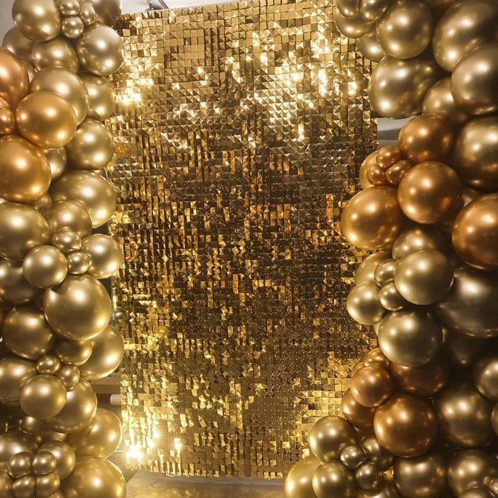 

Shimmer Sequin Panel Backdrop Sparkling Rose Gold Air Active Disco Ball Wall Wedding Mirror Effect Event Decoration Square Shape