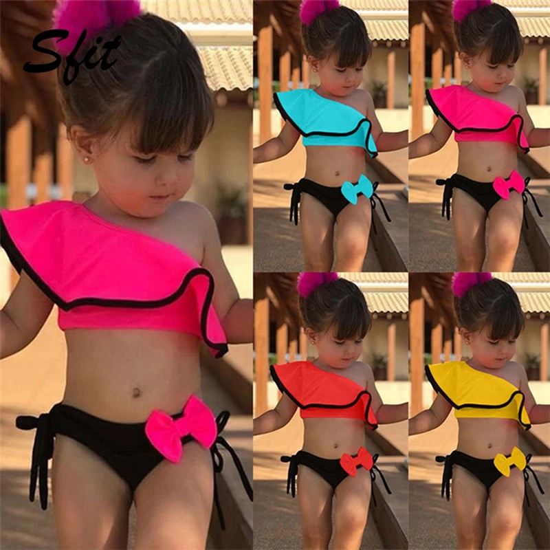 Новинка 2021 летний детский купальник из двух частей для маленьких девочек с