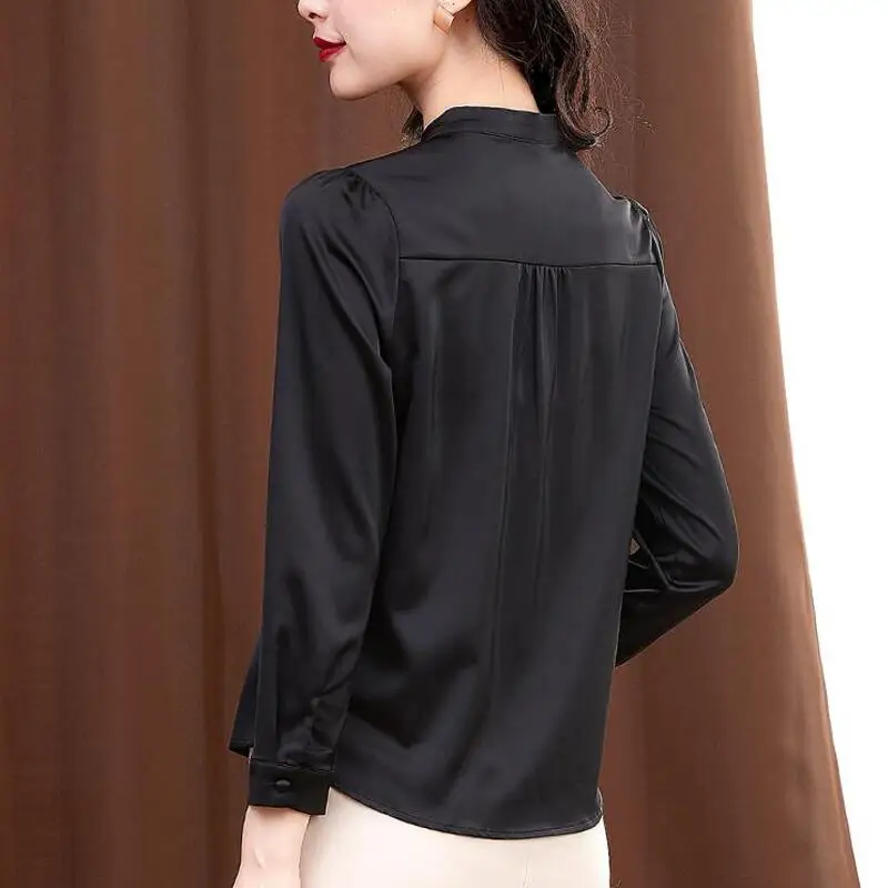 

Womens Tops and Blouses 2020 New Spring Fashion Long Sleeve Bow Tie Silk Blouse Women Shirts Korean Office Work Camisas Mujer