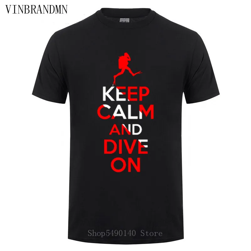 Мужская Футболка Keep Calm And Dive On Gift Idea новая футболка с морским подводным плаванием