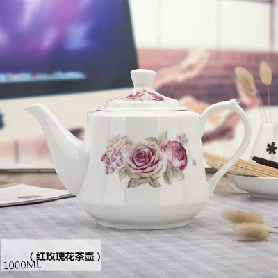1pcs-1000ml Керамический чайник ручная роспись сине-белый фарфор большой емкости заварочный чайник кунг-фу набор кофейник Питьевая утварь - Цвет: 1pcs-1000ml