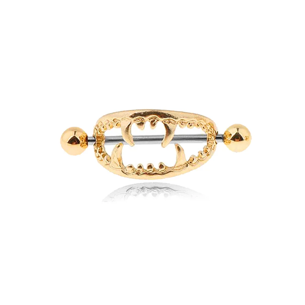 gold 1 шт. Племенной щит ниппель кольцо с 316L хирургическая сталь штанги ювелирные изделия с подвеской в виде соски пирсинг носа - Окраска металла: gold