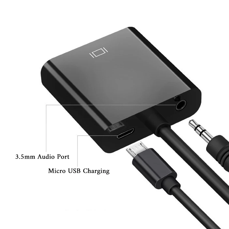 Переходник VGA штекер-гнездо 1080P цифро-аналоговый видео аудио HDMI совместим с