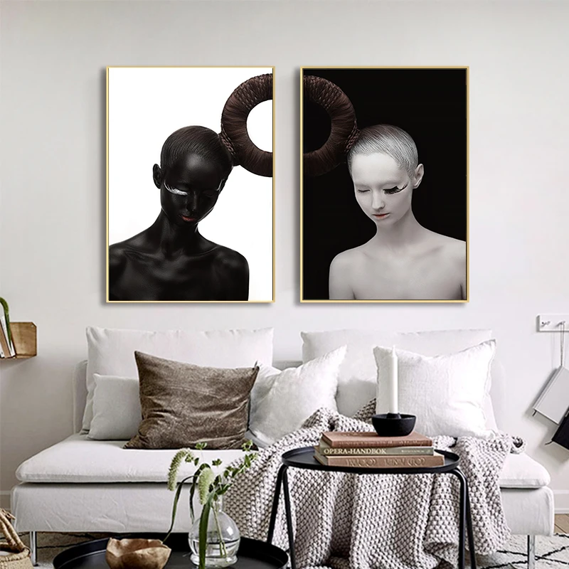 Художественная абстрактная картина YUMEART на холсте настенный постер черно белого