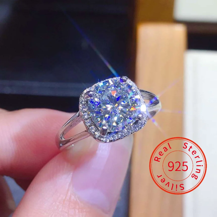 

925 Sterling Silver Color Rings for Women Luxury Diamond Open Ring Adjustable Fine Jewelry Wedding Anniversary Engagement Rings