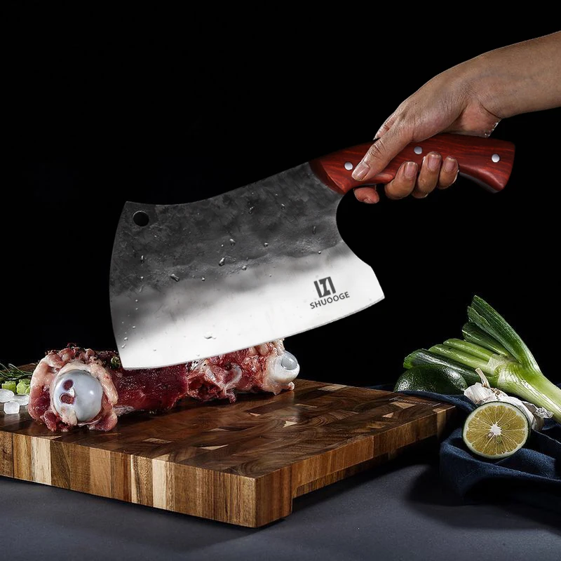

Very Large Full Tang Handmade Forged Chef Knife Hard Clad Steel Blade Butcher Slaughter Cleaver Knife Kitchen Chopping