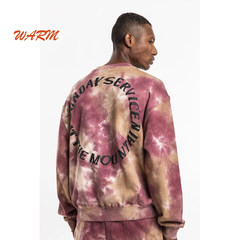 

Kanye West Holy Spirit Tie Dye Mens Sweatshirt Round Neck Terry Hip Hop Hoodies Men and Women Stranger Things Oversize Hoody