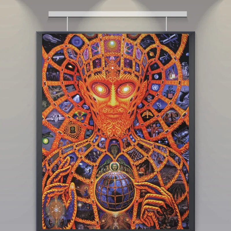 Абстрактный Плакаты и принты Alex серый трипси-психоделический Wall Art шелк картины