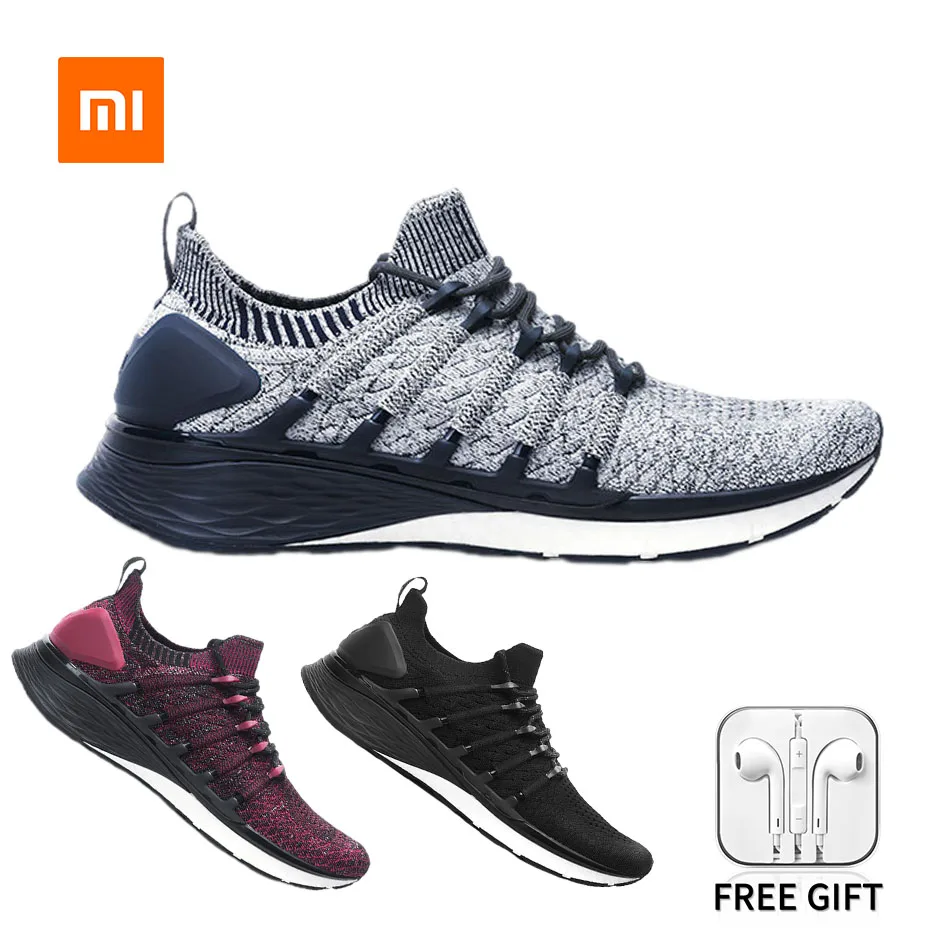 Hot Xiaomi Mijia Sneaker 3 Men Running Shoes Fishbone Lock System Elastic Knitting Vamp for Outdoor Sports Shock-absorbing Sole