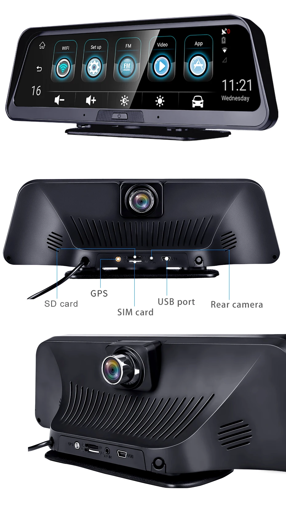 Bluavido 1" потоковая 4G ADAS Smart dash cam Android gps навигация FHD 1080P Автомобильное видео Двойная камера WiFi удаленный живой мониторинг