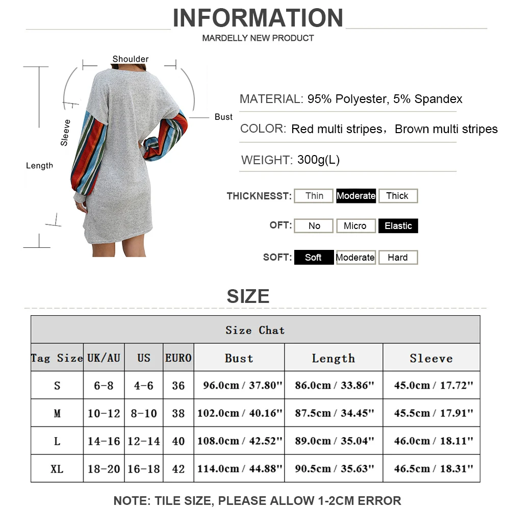 

2021 New Women Dress Colorful Striped Long Sleeve Pocket Dress Round Neck Loose Stitching Straight Dress Ladies Casual Dress D30