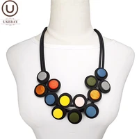 ukebay new multicolor wood jewelry fashion gothic pendant necklaces women necklace ethnic clothing accessories chokers jewellery