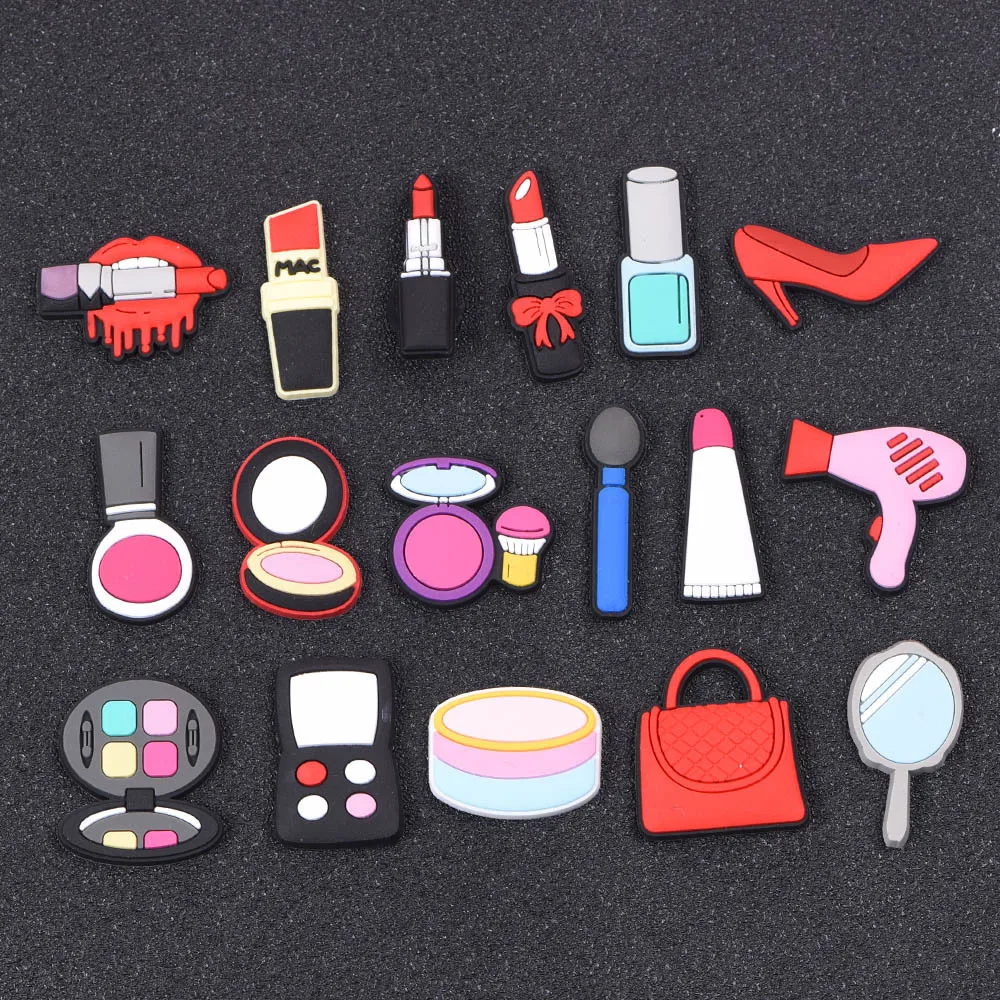 

1pcs Make Up Pink Girl Series Shoe Charms Croc Charms Sport Girl Lives Matter Fits for JIBZ Clog Sandals Decoration