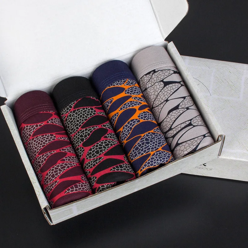 

Factory Taobao One Piece Dropshipping 4 Pack Men's Modal Boxer Shorts Baibaokang Gift Box Printed Underpants