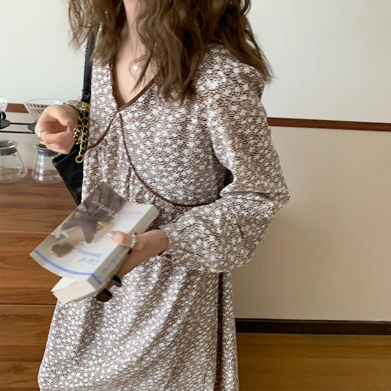 

retro chic long sleeved dress for women 5560#