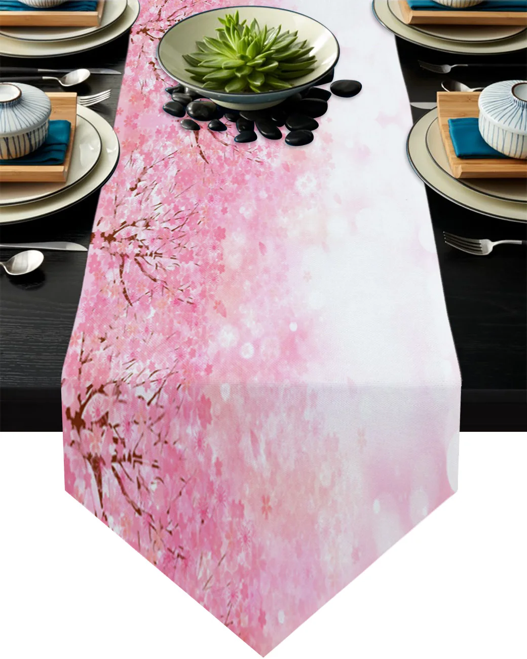 

Japanese Style Cherry Blossoms Table Runner Wedding Decor Cake Tablecloth and Placemat Holiday Table Decor Table Runner