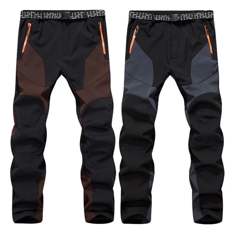 

Men Winter Pants Fleece Warm Male Trousers Men Waterproof Windproof Pant Fashion Patchwork Thick Sports Outdoor Sweatpant LM350