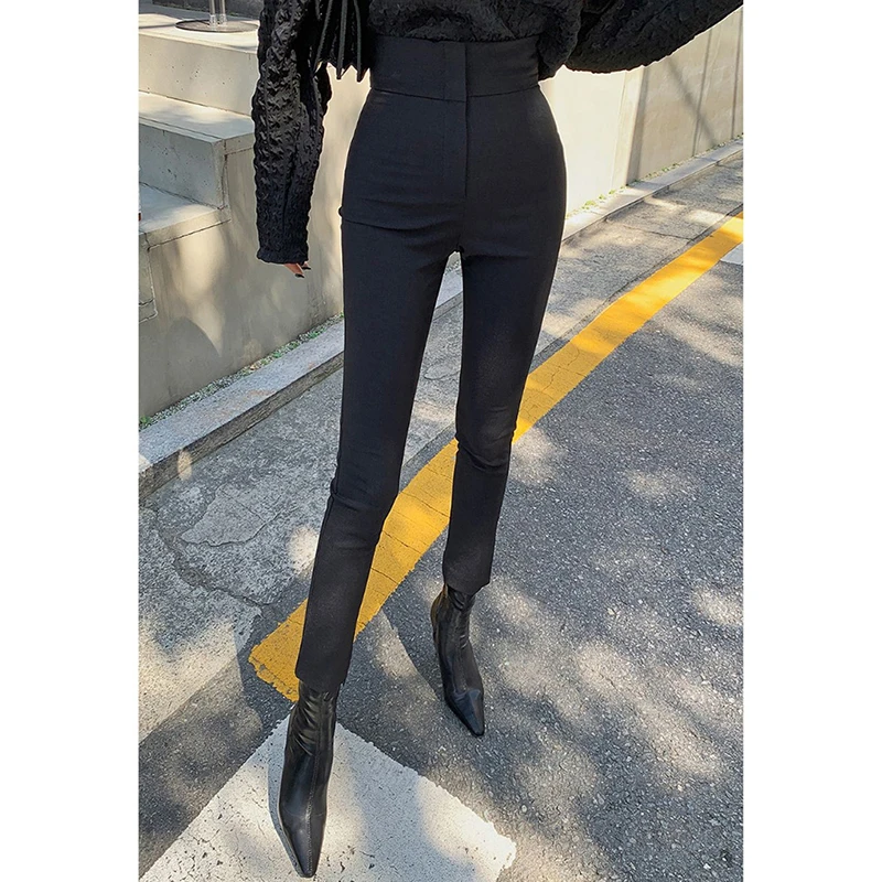 

Women's spring and autumn new style black pants women's tight-fitting slim high-waisted feet pants slim trousers women