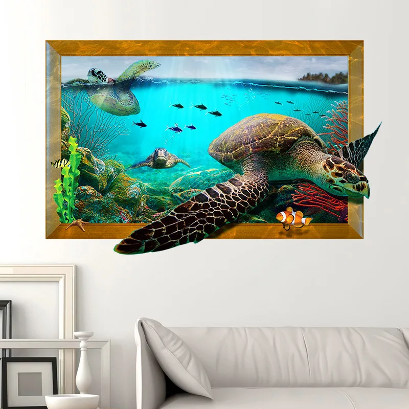 

Removable wall stickers living room bedroom decorative stickers 3D 3D simulation sea turtle stickers