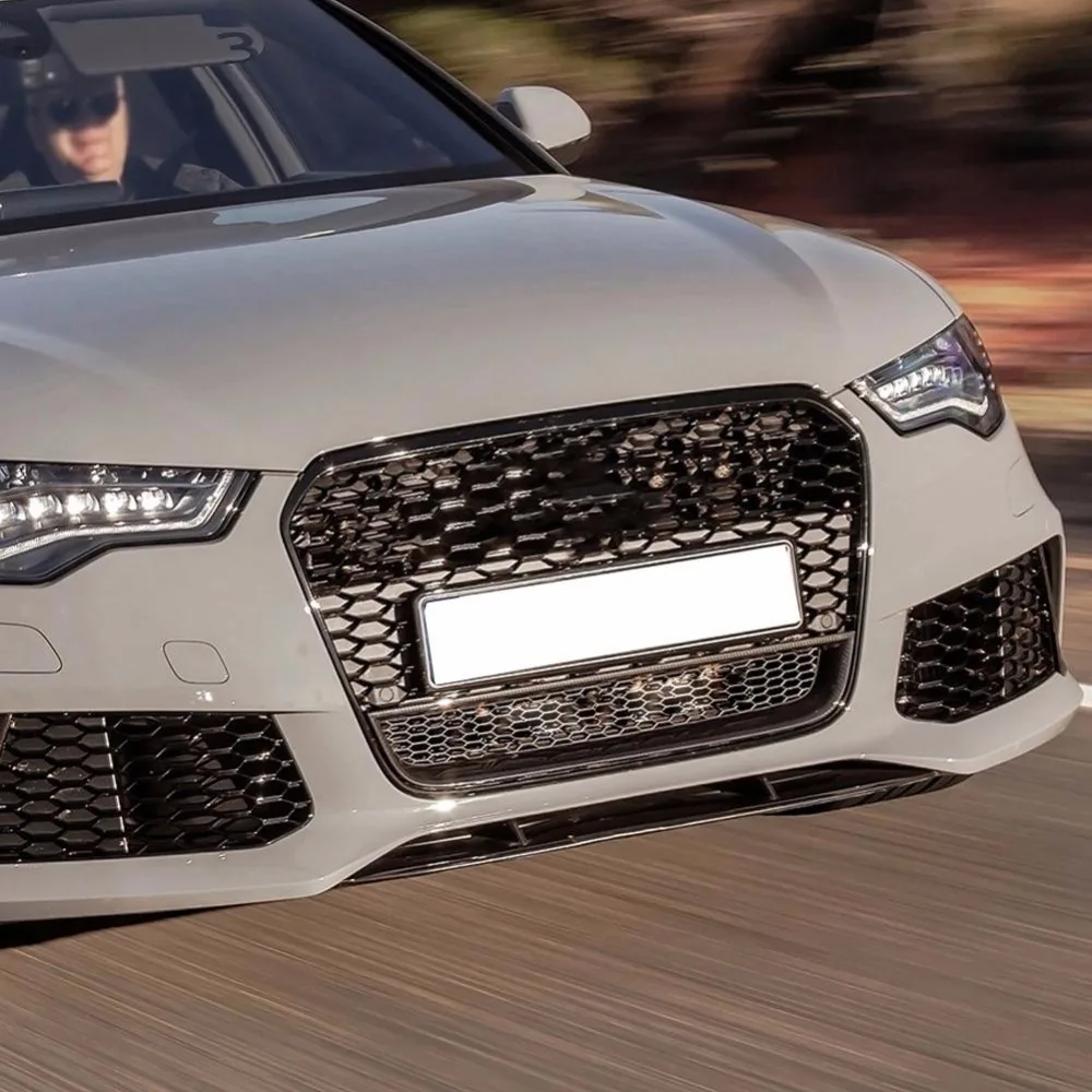 Для RS6 Стиль передняя Спортивная Шестигранная сетка сотовая решетка капота черная для Audi A6/S6 C7 2012 2013 Аксессуары для автостайлинга