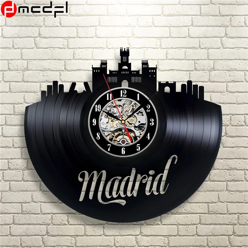 Настенные часы с виниловой пластиной 3d-подвесные испанским мадридским декором в