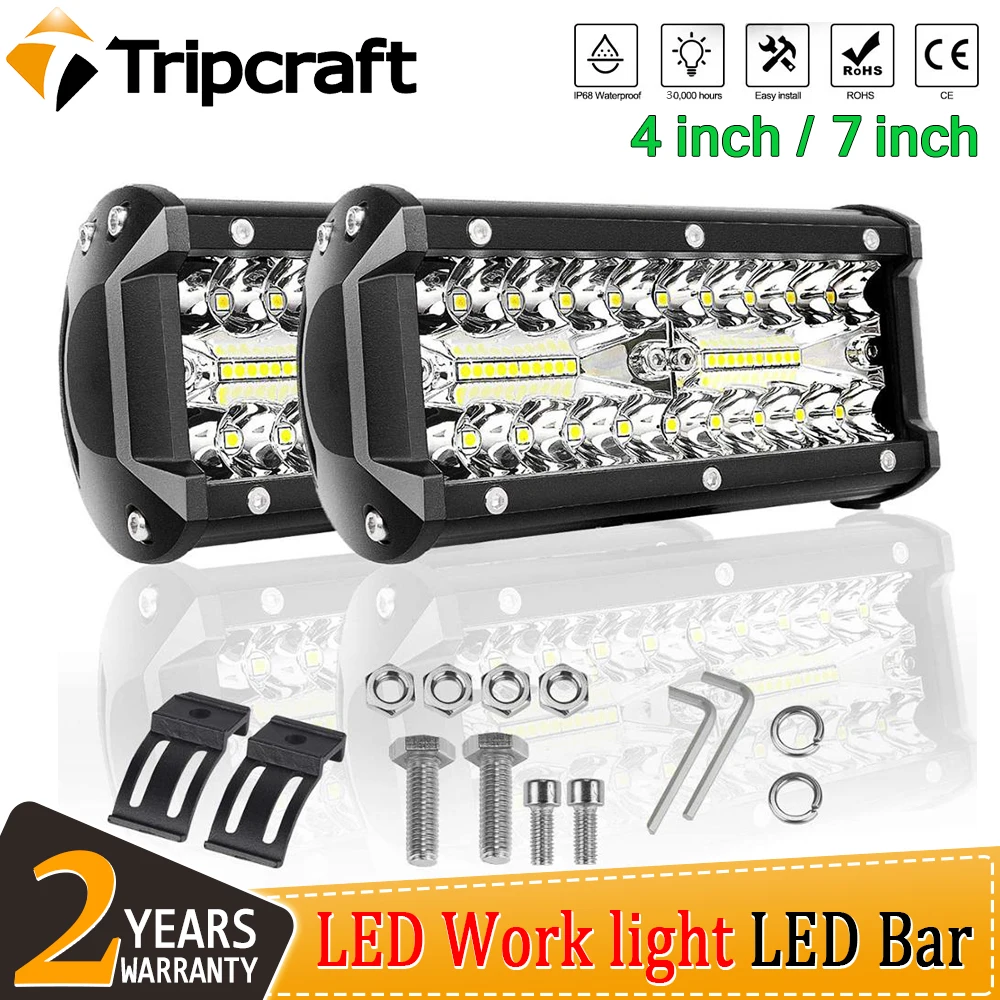 

Tripcraft 4/7inch Led Light Bar Work Light 54W 120W Spot Flood Combo Beam for Auto Offroad Tractor Truck 4x4 SUV ATV