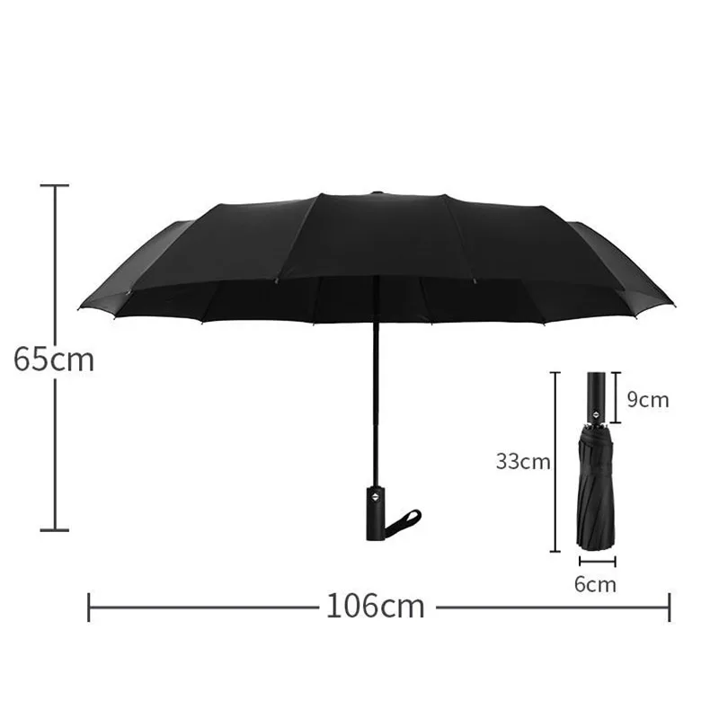 

10 K Automatic Folding Umbrella Sunny and Rainy Dual Large Business Umbrella for Men and Women Three Fold Umbrella