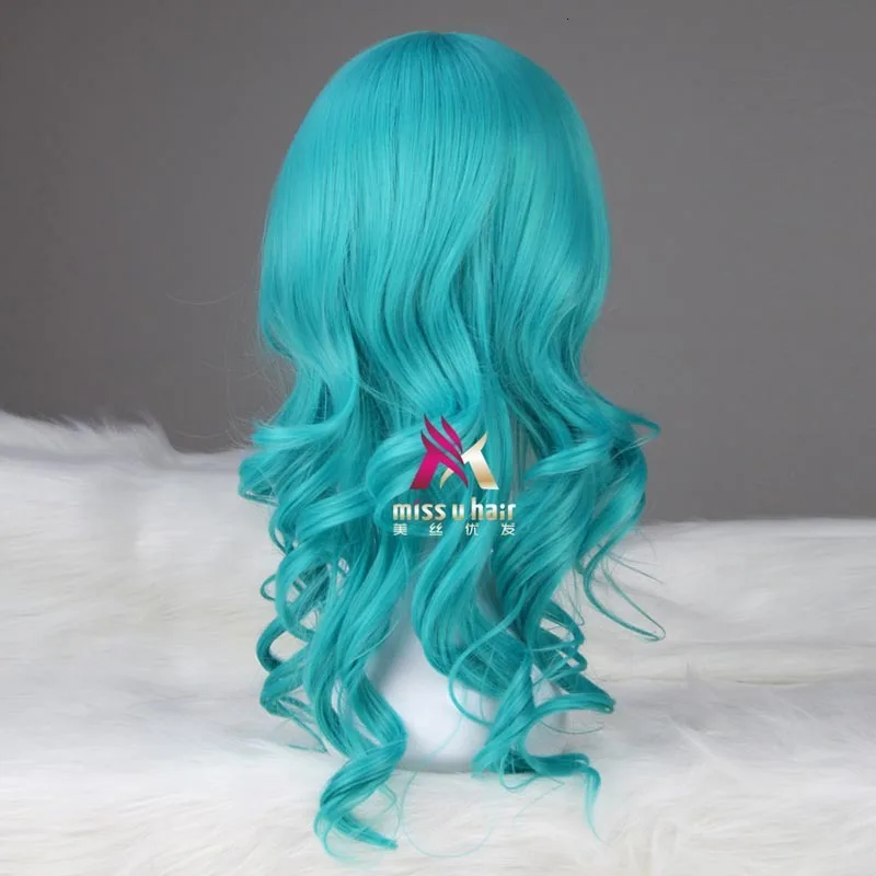 Длинные волнистые синтетические волосы зеленый цвет Sailor Moon Neptune Kaiou Michiru для