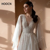 herburnl elegant ladies v neck a line wedding dress bright yarn temperament simple style cheap bridal gown