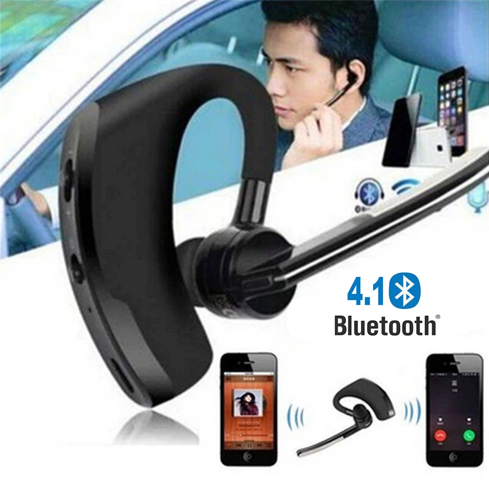 

Handsfree Wireless Bluetooth 4.1 Business Ear hook Earphones Noise Control Business Headset With Micphone For Driver Smart Phone