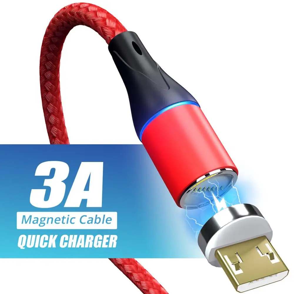 Магнитный USB кабель 3 А Micro Type C 8 Pin быстрая зарядка 0 QC для быстрой зарядки Samsung Xiaomi