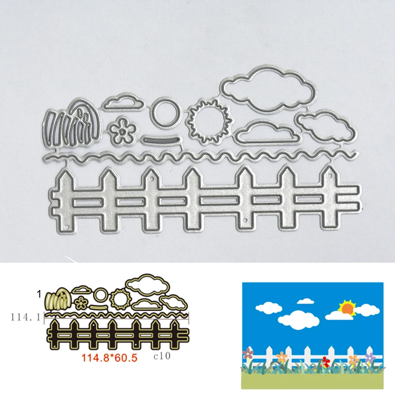Металлические режущие штампы ограждения белые облака Цветочные трафареты для DIY альбом скрапбукинга aper