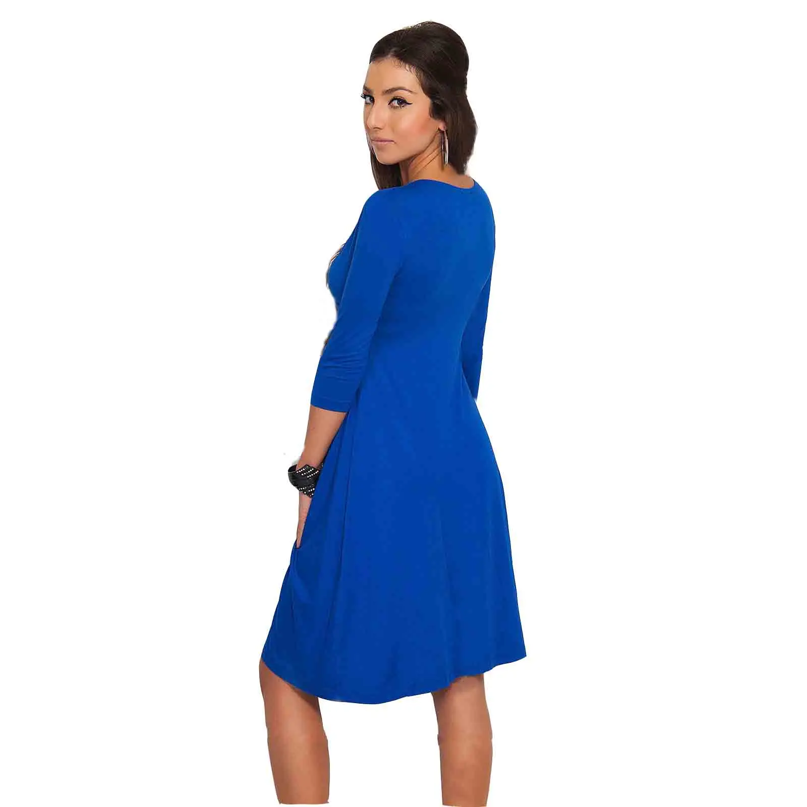 

V-Neck Womens Fashion Summer Party Wedding Solid Slim Elegant Dress 9 Colors Women 3/4 Sleeve High Waist Sexy Woman Dress