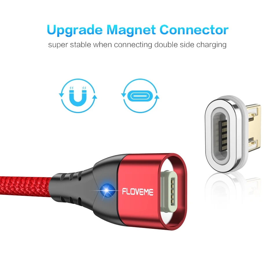 Магнитный телефонный кабель FLOVEME Micro USB Type C для iPhone освещения 1 м 3 А зарядный