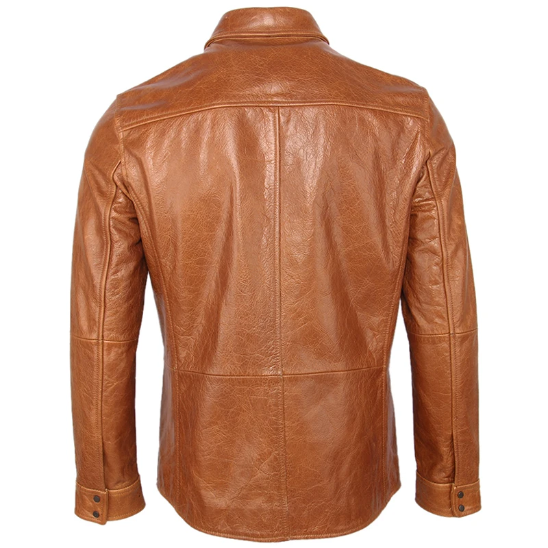 

Long Men Genuine Leather Jacket Thick 100% Natural Cowhide Brown Bomber Skin Jacket Men's Winter Coat Warm Clothing Autumn M231