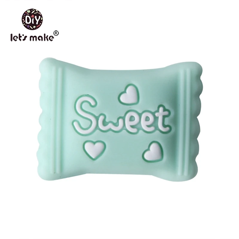 candy mint Let'S Make/1 шт., силиконовый прорезыватель, бусины, Шестигранник, Прорезыватель для зубов, маленькие грызуны, мультфильм, жемчуг, 0-12 месяцев, силиконовая погремушка, детский Прорезыватель - Цвет: candy mint