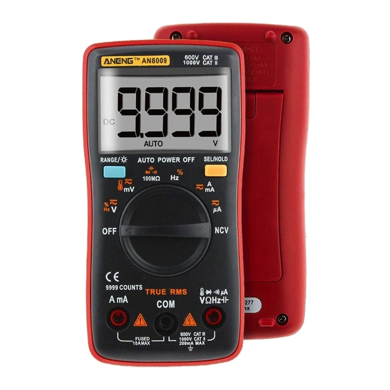 Red ANENG AN8009 True-RMS Цифровой мультиметр-Транзистор тестер конденсатора автомобильный измеритель электрической емкости Temp диод - Цвет: Red