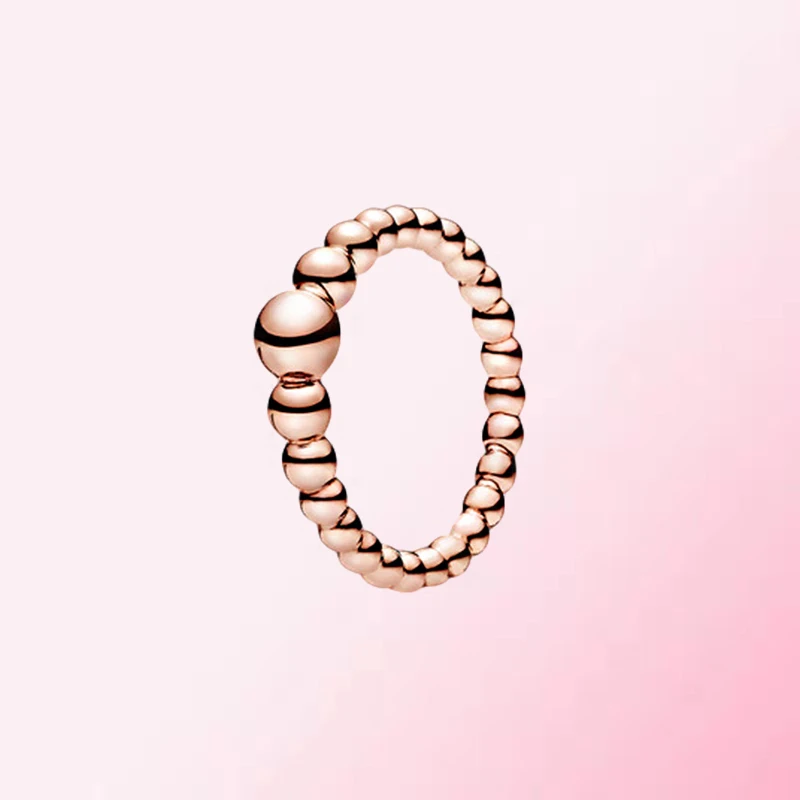 

1:1 Make High Quality Original 925 Sterling Silver Custom Rose Gold Beaded DIY Ring